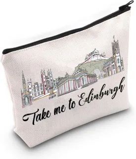 WZMPA Edinburgh Scotland Travel Makeup Bag Edinburgh Weekend Break Away Gift Take Me To Edinburgh Zipper Pouch Bag Edinburgh Trip Gift (Take Edinburgh)